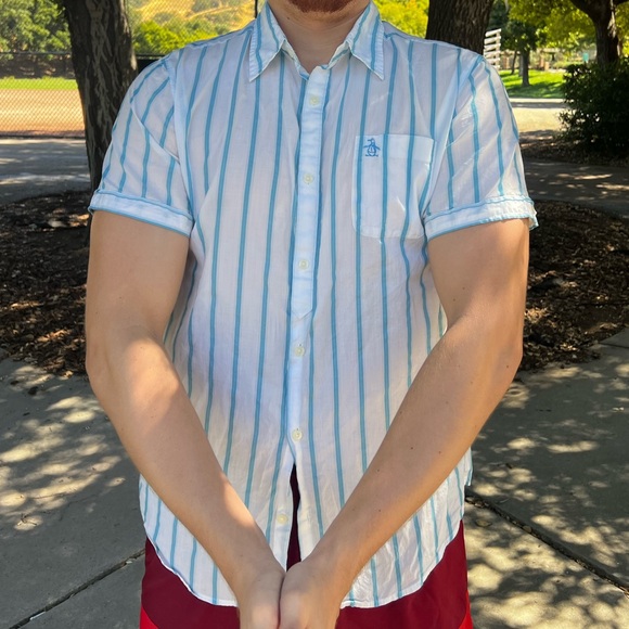 ORIGINAL PENGUIN MEN MUNSING WEAR COTTON SHEER BUTTON DOWN SHIRT FIT SEE THROUGH - Picture 6 of 16